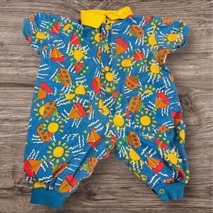 Vintage 90's Beach Romper‎ Jumpsuit Toddler 0-6 Colorful Puffy Legs